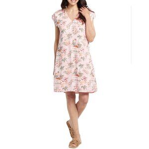 Tribal Femme Womens Pop Over Pink Paradise Cap Sleeve A-Line Midi Dress Sz L